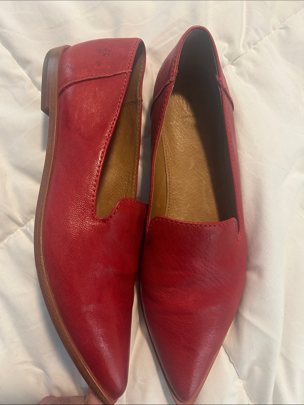 Frye Red Leather Pointed Toe Women’s Slip-On Flats